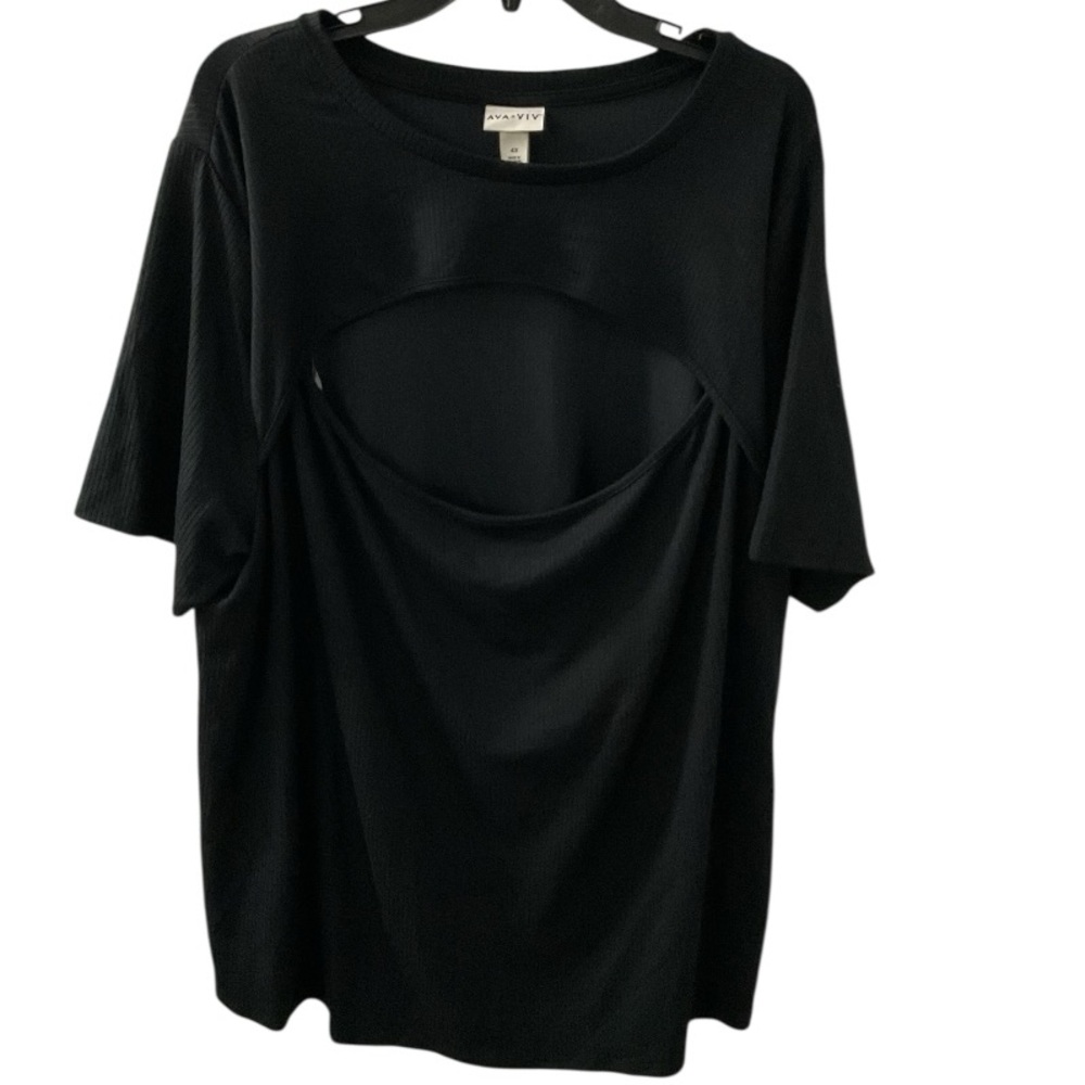 🦄 Ava & Viv Black Cut-Out Short Sleeve Top